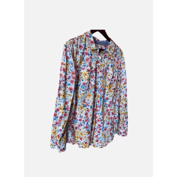 St John’s Bay Button Up Shirt Floral Print 100% Cotton Lightweight Sz XXL - Picture 3 of 10